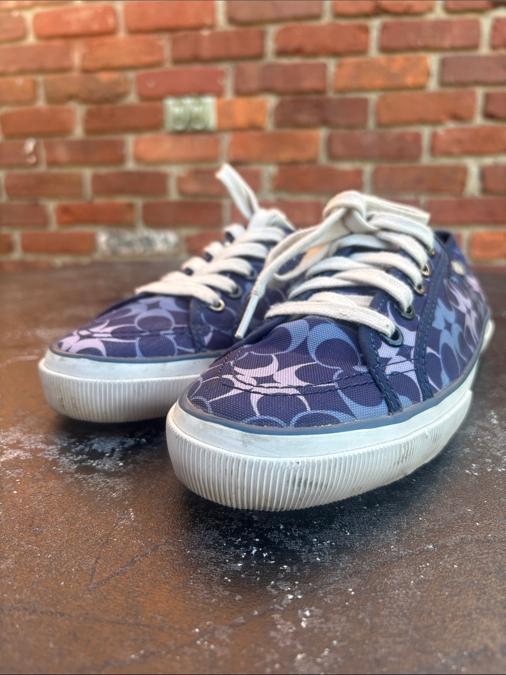 Coach Kalyn Navy and Light Purple Signature Canvas Sneakers size 7.5 B